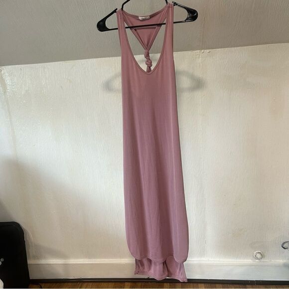 Revolve Mod Ref Deep V Neck Twist racer back Mauve Sundress Midi Dress - Picture 9 of 15